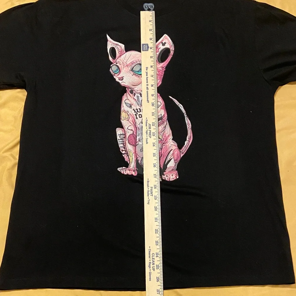 Black naked hairless Cat Graphic T-Shirt